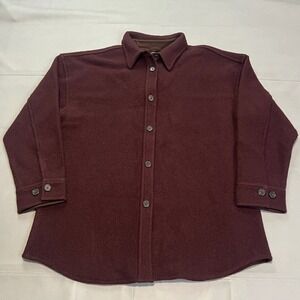 Babaton Aritzia Burgundy Pelli Merino Wool Shacket Women XL Overcoat Preppy-4233